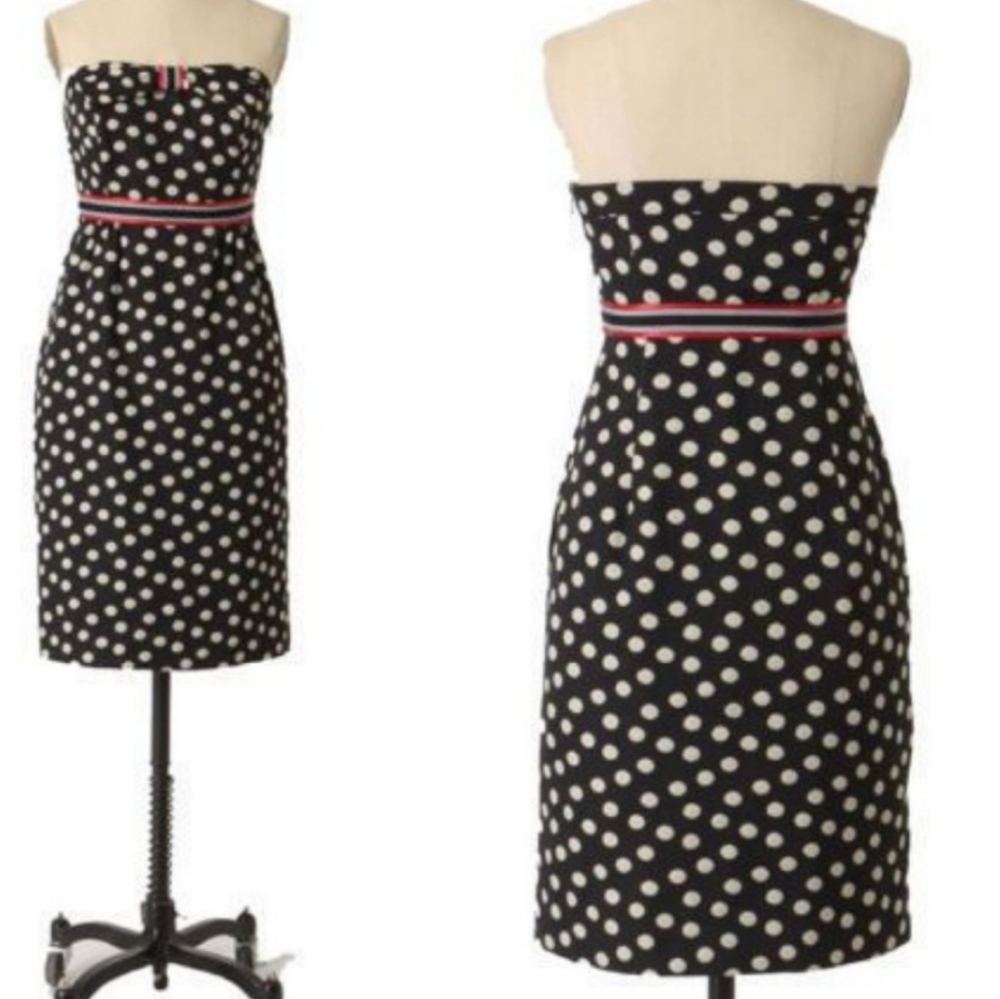 Anthropologie MAEVE Strapless Dress Bodycon Retro - Picture 2 of 6
